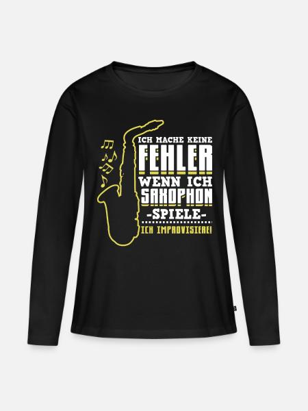 Ich spiele Saxophon - Saxophonspieler Musik Chor - Frauen Premium Bio Langarmshirt - Schwarz