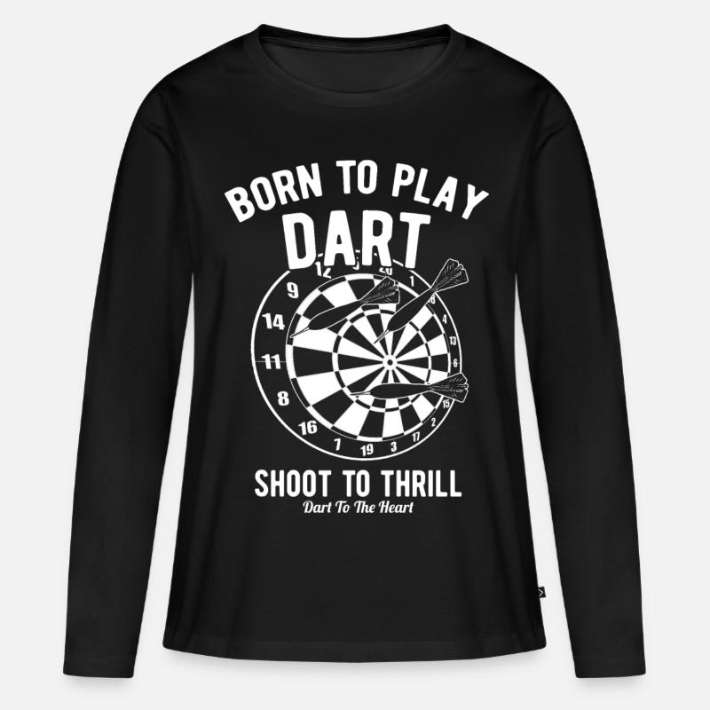 Dart Darts Dartpfeil Dartscheibe Geschenk - Frauen Premium Bio Langarmshirt - Schwarz
