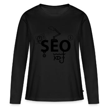 SEO - Frauen Premium Bio Langarmshirt - Schwarz - Vorne - Julia (174cm)