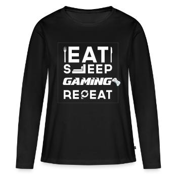 Gaming - T-shirt manches longues Premium bio Femme - noir - Devant - Julia (174cm)