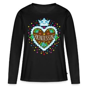73 Coeur de pain d’épice Princesse Couronne Confetti - T-shirt manches longues Premium bio Femme - noir - Devant - Julia (174cm)