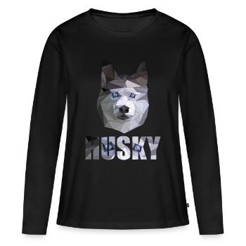 Husky Polygone - T-shirt manches longues Premium bio Femme - noir - Devant - Julia (174cm)