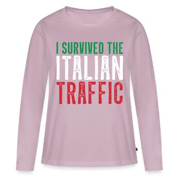 Italie Circulation Conduite Drôle - T-shirt manches longues Premium bio Femme - rose poudré - Devant - Julia (174cm)