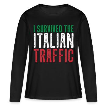 Italie Circulation Conduite Drôle - T-shirt manches longues Premium bio Femme - noir - Devant - Julia (174cm)