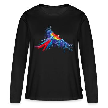 Parrot feathers Aras bird birds wing parrot bird - Women's Premium Organic Long Sleeve Shirt - black - Front - Julia (174cm)