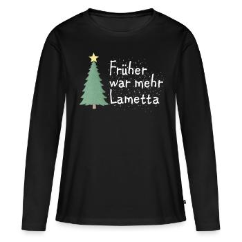 Lametta Weihnachten Baum Ironie Anti Xmas Spruch - Frauen Premium Bio Langarmshirt - Schwarz - Vorne - Julia (174cm)