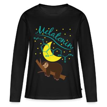 Süßes schlafendes Faultier mit Melatonin Formel - Frauen Premium Bio Langarmshirt - Schwarz - Vorne - Julia (174cm)