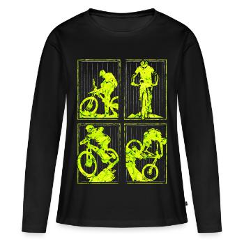 MTB | Mountainbike | Mountainbiken | Mountainbiker - Frauen Premium Bio Langarmshirt - Schwarz - Vorne - Julia (174cm)