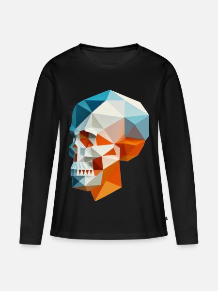 Schädel - Frauen Premium Bio Langarmshirt - Schwarz