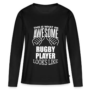 Rugby Rugby Rugby - T-shirt manches longues Premium bio Femme - noir - Devant - Julia (174cm)