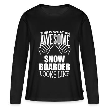 Snowboard Snowboard Snowboard - Frauen Premium Bio Langarmshirt - Schwarz - Vorne - Julia (174cm)