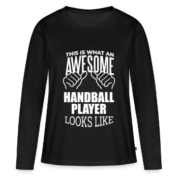 Handball Handball Handball - T-shirt manches longues Premium bio Femme - noir - Devant - Julia (174cm)