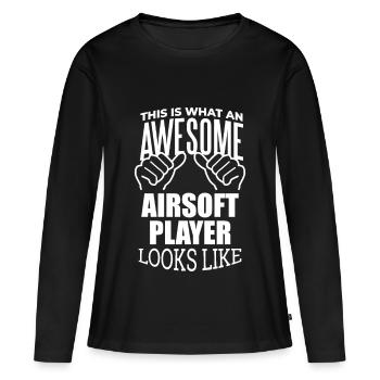 Airsoft Airsoft Airsoft - T-shirt manches longues Premium bio Femme - noir - Devant - Julia (174cm)