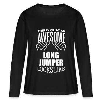 Saut en longueur Saut en longueur Saut en longueur - T-shirt manches longues Premium bio Femme - noir - Devant - Julia (174cm)
