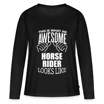 Équitation Équitation Équitation Équitation - T-shirt manches longues Premium bio Femme - noir - Devant - Julia (174cm)