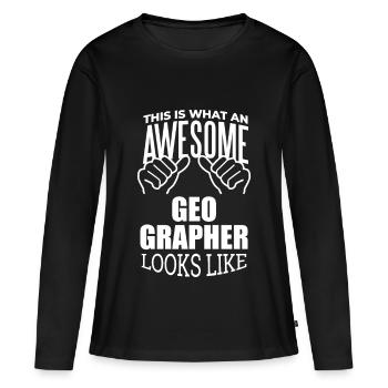 Géographie Géographie Géographie - T-shirt manches longues Premium bio Femme - noir - Devant - Julia (174cm)