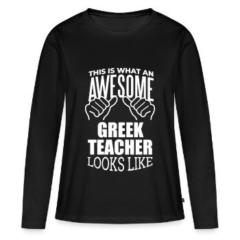 grec grec grec - T-shirt manches longues Premium bio Femme - noir - Devant - Julia (174cm)