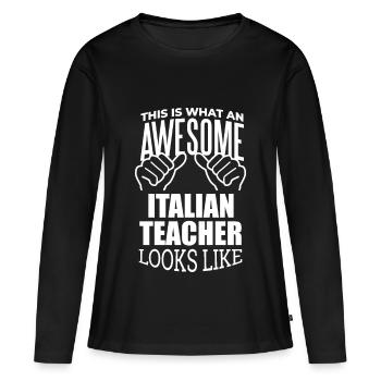 Italien, italien, italien - T-shirt manches longues Premium bio Femme - noir - Devant - Julia (174cm)