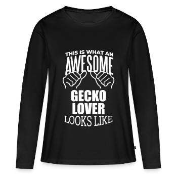 Gecko Gecko Gecko - T-shirt manches longues Premium bio Femme - noir - Devant - Julia (174cm)