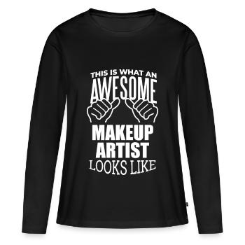 Make-up Make-up Make-up - Frauen Premium Bio Langarmshirt - Schwarz - Vorne - Julia (174cm)
