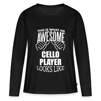 violoncelle - T-shirt manches longues Premium bio Femme - noir - Devant - Julia (174cm)