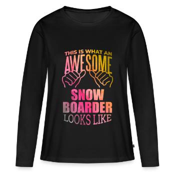 Snowboard Snowboard Snowboard - Frauen Premium Bio Langarmshirt - Schwarz - Vorne - Julia (174cm)