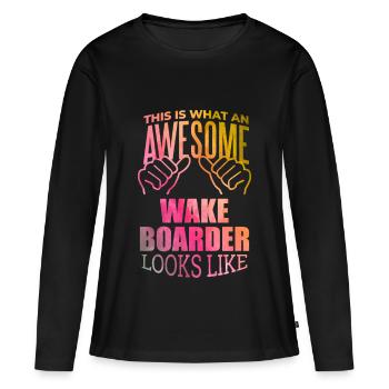 Wakeboard Wakeboard Wakeboard - T-shirt manches longues Premium bio Femme - noir - Devant - Julia (174cm)