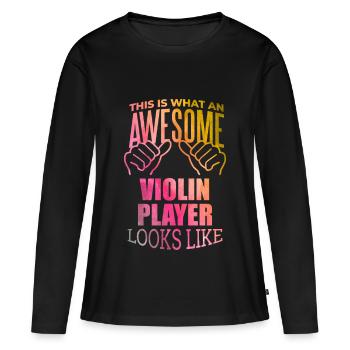 violon - T-shirt manches longues Premium bio Femme - noir - Devant - Julia (174cm)