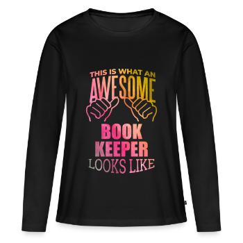 Comptable Comptable Comptable Comptable - T-shirt manches longues Premium bio Femme - noir - Devant - Julia (174cm)