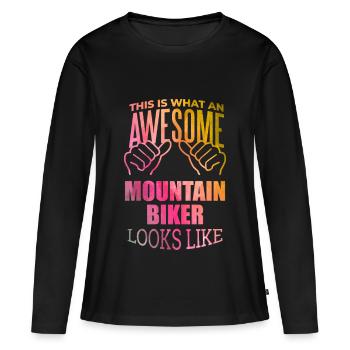 Mountainbiker, Mountainbiker, Mountainbiker, Mountainbiker - Frauen Premium Bio Langarmshirt - Schwarz - Vorne - Julia (174cm)