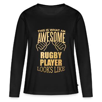 Rugby Rugby Rugby - T-shirt manches longues Premium bio Femme - noir - Devant - Julia (174cm)