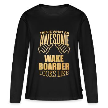 Wakeboard Wakeboard Wakeboard - T-shirt manches longues Premium bio Femme - noir - Devant - Julia (174cm)
