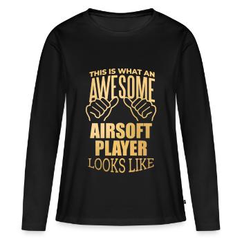 Airsoft Airsoft Airsoft - T-shirt manches longues Premium bio Femme - noir - Devant - Julia (174cm)