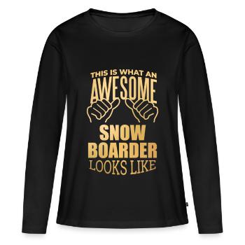 Snowboard Snowboard Snowboard - Frauen Premium Bio Langarmshirt - Schwarz - Vorne - Julia (174cm)