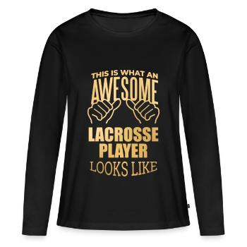 Lacrosse Lacrosse Lacrosse - Frauen Premium Bio Langarmshirt - Schwarz - Vorne - Julia (174cm)