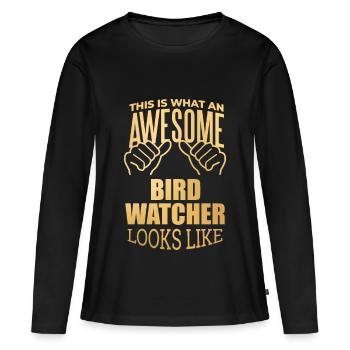 Observation des oiseaux Observation des oiseaux Observation des oiseaux - T-shirt manches longues Premium bio Femme - noir - Devant - Julia (174cm)
