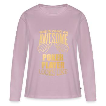 poker - T-shirt manches longues Premium bio Femme - rose poudré - Devant - Julia (174cm)