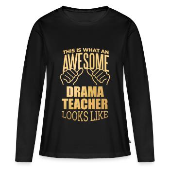 Drame Drame Drame - T-shirt manches longues Premium bio Femme - noir - Devant - Julia (174cm)