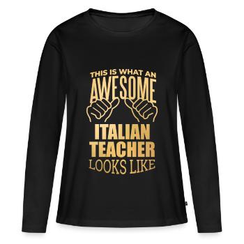 Italien, italien, italien - T-shirt manches longues Premium bio Femme - noir - Devant - Julia (174cm)