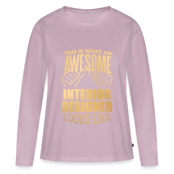 Décorateur d’intérieur - T-shirt manches longues Premium bio Femme - rose poudré - Devant - Julia (174cm)