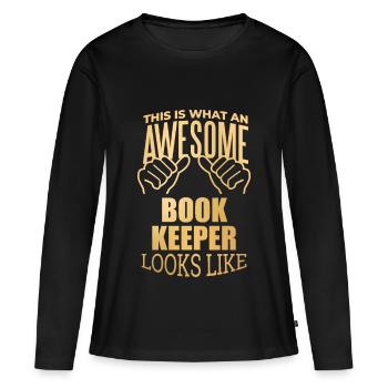 Comptable Comptable Comptable Comptable - T-shirt manches longues Premium bio Femme - noir - Devant - Julia (174cm)