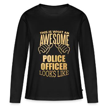 Police Police Police - T-shirt manches longues Premium bio Femme - noir - Devant - Julia (174cm)