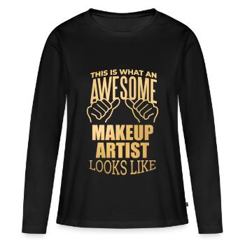 Make-up Make-up Make-up - Frauen Premium Bio Langarmshirt - Schwarz - Vorne - Julia (174cm)