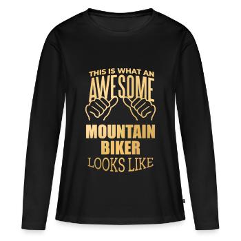 Mountainbiker, Mountainbiker, Mountainbiker, Mountainbiker - Frauen Premium Bio Langarmshirt - Schwarz - Vorne - Julia (174cm)