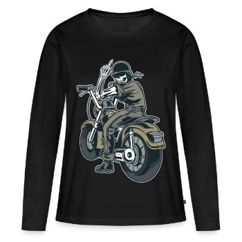 Moto Motard Fuck you Provocation Squelette - T-shirt manches longues Premium bio Femme - noir - Devant - Julia (174cm)