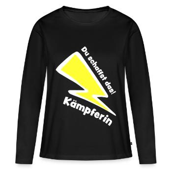 Du schaffst das! Kämpferin - Glücksbringer Mädchen - Frauen Premium Bio Langarmshirt - Schwarz - Vorne - Julia (174cm)