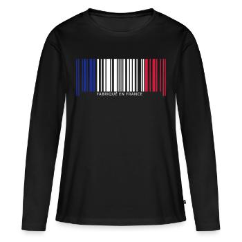 Code barre france - T-shirt manches longues Premium bio Femme - noir - Devant - Julia (174cm)