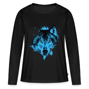 geiler Wolf - Frauen Premium Bio Langarmshirt - Schwarz - Vorne - Julia (174cm)