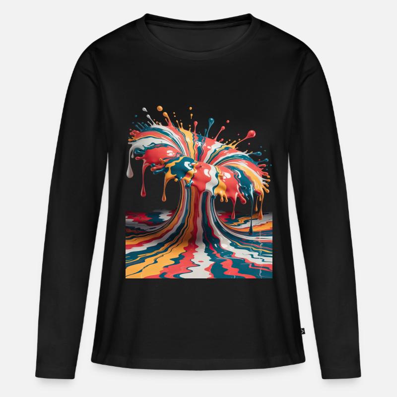 Regenbogen-Farbexplosion - Frauen Premium Bio Langarmshirt - Schwarz