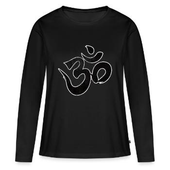 Om Goa Hindou t-shirt hindoue - T-shirt manches longues Premium bio Femme - noir - Devant - Julia (174cm)